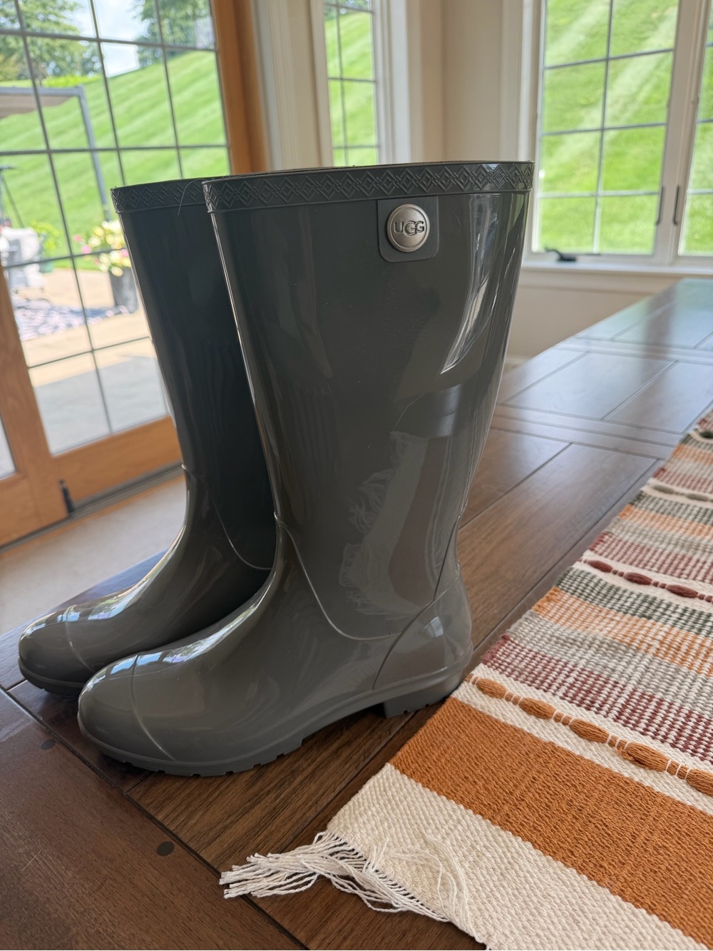 UGG Women's Gloss Rain Boots in  Gray